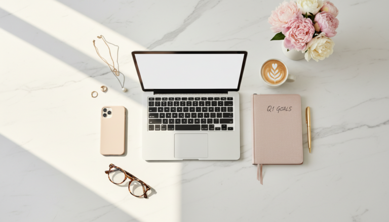 Chic Women Entrepreneur Aesthetic Desk Inspo